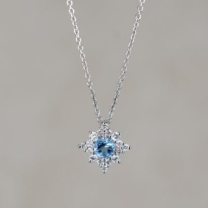Blue Topaz & Diamond Star Necklace