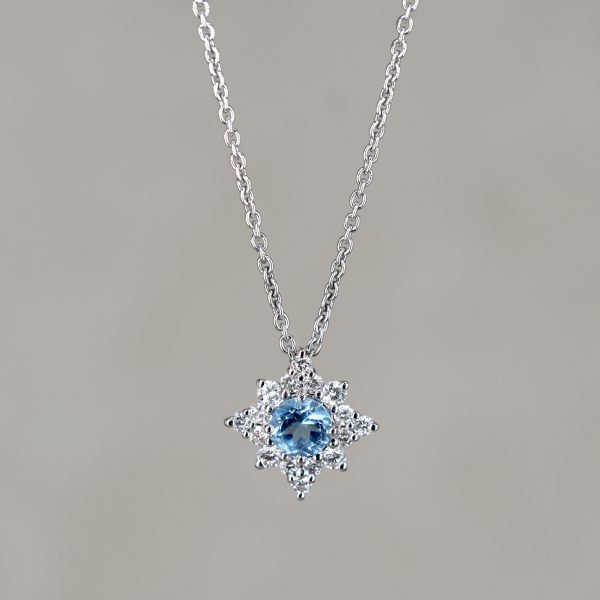 Blue Topaz & Diamond Star Necklace