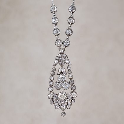Victorian Old Mine Diamond Chandelier Necklace