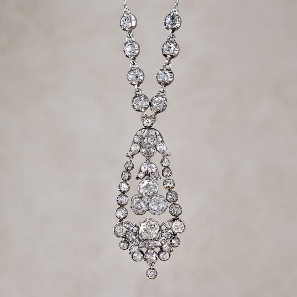 Victorian Old Mine Diamond Chandelier Necklace