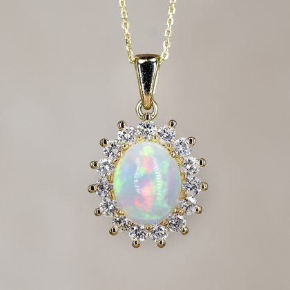 Rainbow Opal & Diamond Necklace