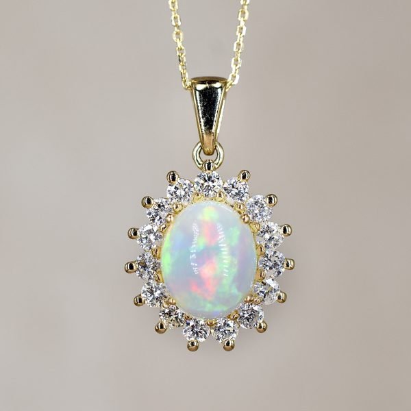 Rainbow Opal & Diamond Necklace
