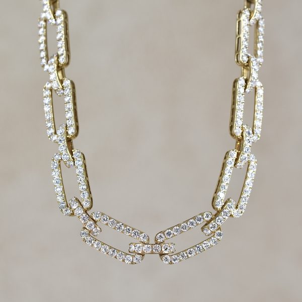 Diamond Pavé Set Paperclip Link Chain
