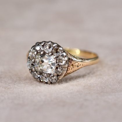 Antique Cushion Cut Cluster Ring