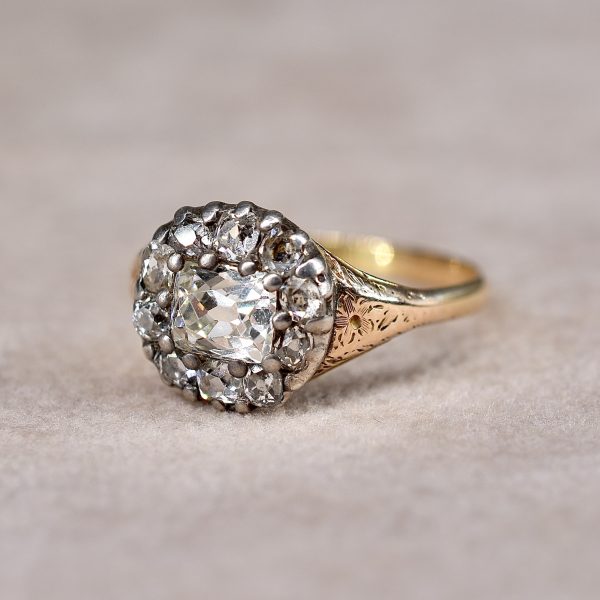 Antique Cushion Cut Cluster Ring