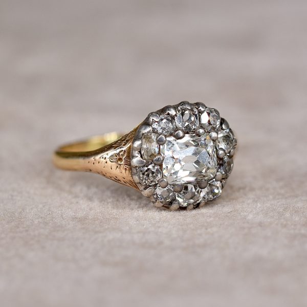 Antique Cushion Cut Cluster Ring