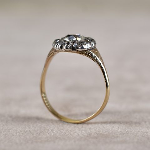Antique Cushion Cut Cluster Ring