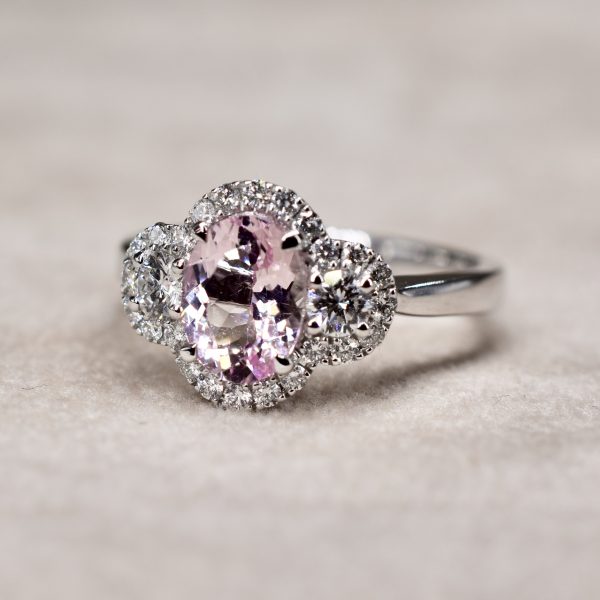 Morganite & Diamond Halo Cluster Ring