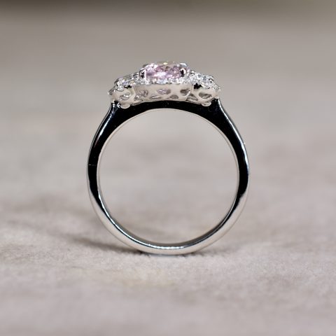 Morganite & Diamond Halo Cluster Ring