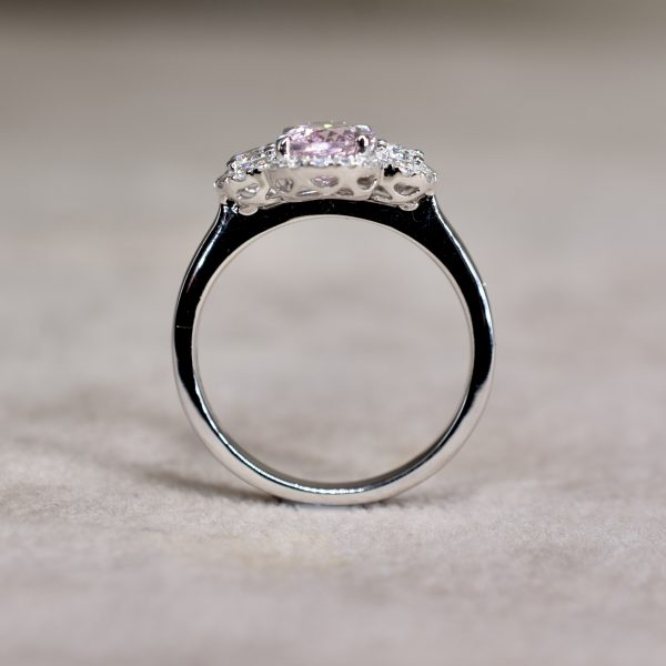 Morganite & Diamond Halo Cluster Ring