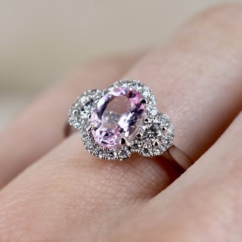 Morganite & Diamond Halo Cluster Ring
