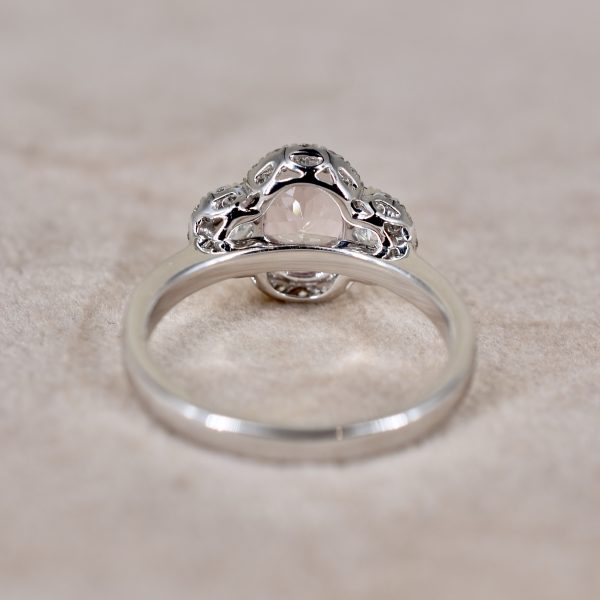 Morganite & Diamond Halo Cluster Ring