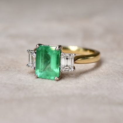 Emerald & Diamond Trilogy Ring