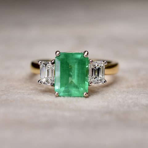 Emerald & Diamond Trilogy Ring