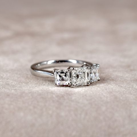 Asscher Cut 1.40ct Diamond Trilogy