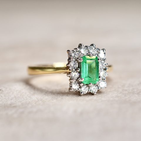 Emerald & Diamond Cluster Ring