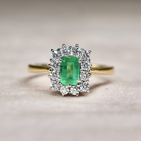 Emerald & Diamond Cluster Ring