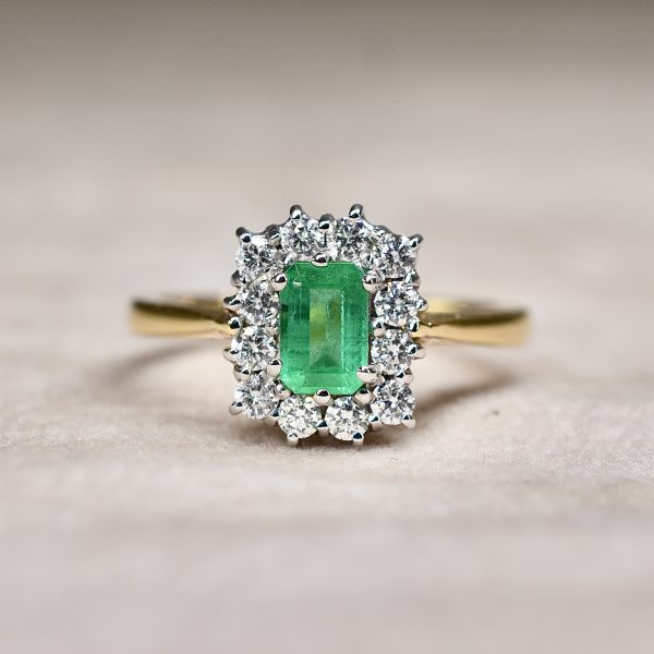 Emerald & Diamond Cluster Ring