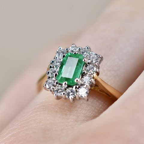 Emerald & Diamond Cluster Ring
