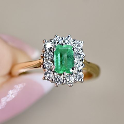 Emerald & Diamond Cluster Ring