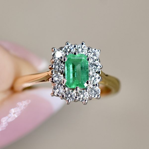 Emerald & Diamond Cluster Ring