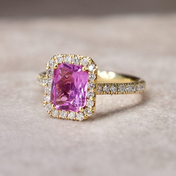 Pink Sapphire & Diamond Cluster Ring