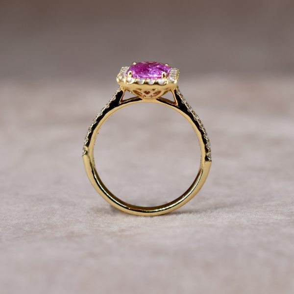 Pink Sapphire & Diamond Cluster Ring