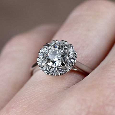 1.15ct Diamond Halo Cluster Ring