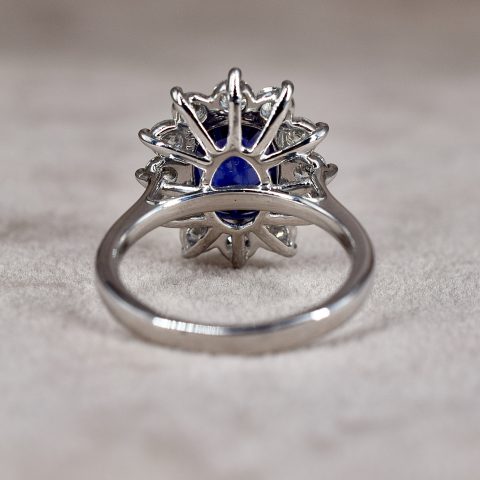 Sapphire & Diamond Daisy Cluster Ring