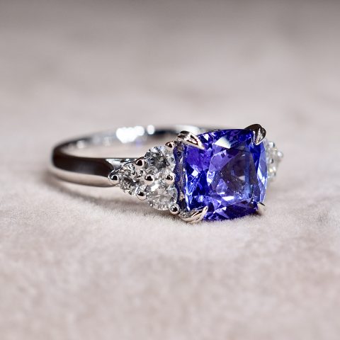 Tanzanite & Diamond Trefoil Ring