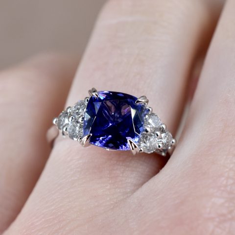 Tanzanite & Diamond Trefoil Ring