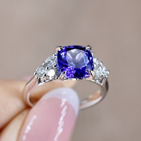 Tanzanite & Diamond Trefoil Ring