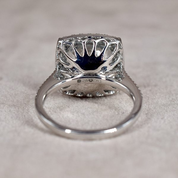 Cushion Cut Aquamarine & Diamond Halo Ring