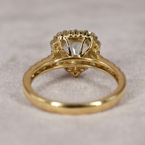 Aquamarine & Diamond Heart Halo Ring