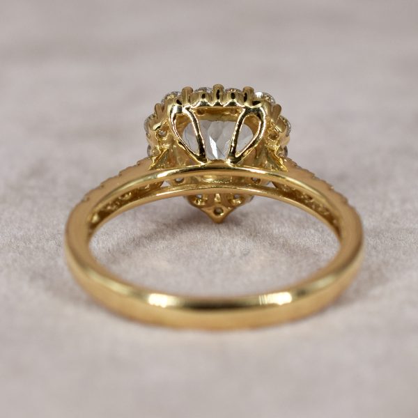 Aquamarine & Diamond Heart Halo Ring