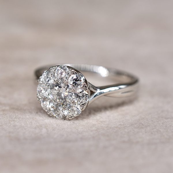 Twist Shoulder Diamond Cluster Ring