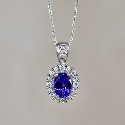Tanzanite & Diamond Cluster Necklace