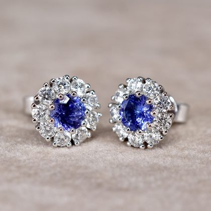 Tanzanite & Diamond Cluster Earrings