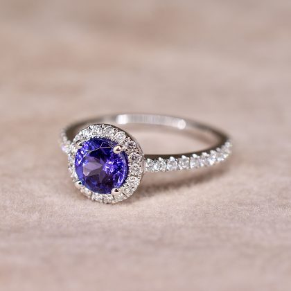 Tanzanite & Diamond Halo Ring