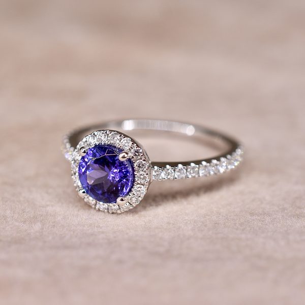 Tanzanite & Diamond Halo Ring