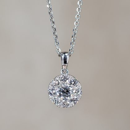 Diamond Halo Cluster Pendant