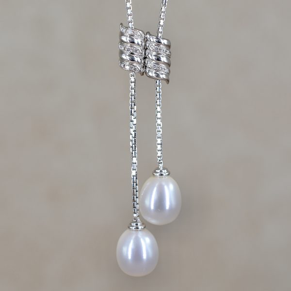 Pearl & Diamond Drop Necklace