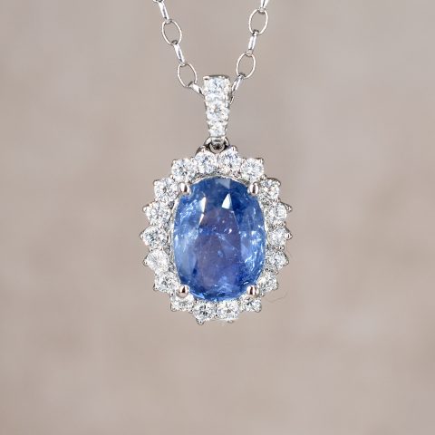 Kashmir Sapphire & Diamond Flower Cluster Pendant