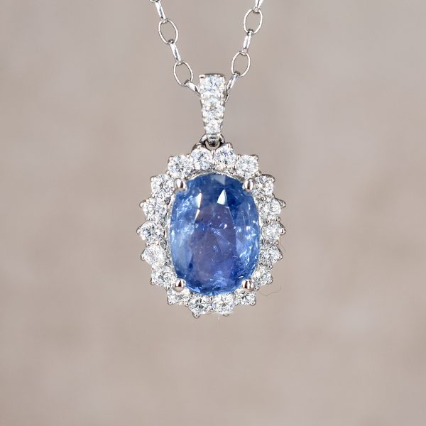 Kashmir Sapphire & Diamond Flower Cluster Pendant