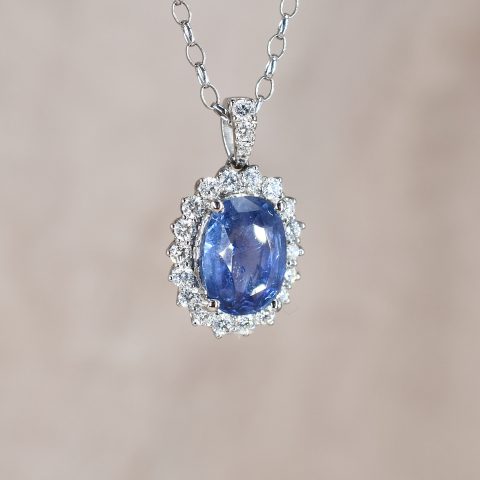 Kashmir Sapphire & Diamond Flower Cluster Pendant