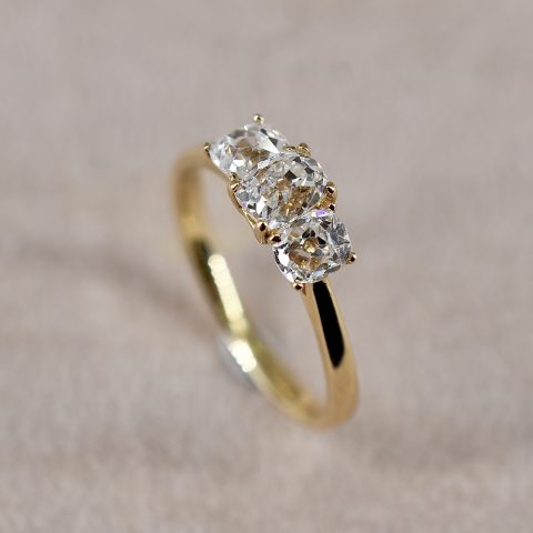 Remounted Old Mine 0.70ct Diamond Trilogy