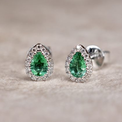 Emerald & Diamond Teardrop Earrings