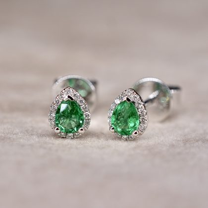 Emerald & Diamond Teardrop Earrings