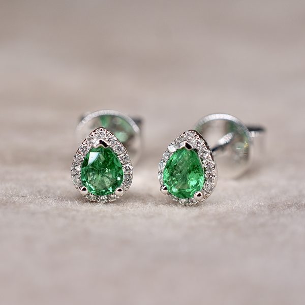 Emerald & Diamond Teardrop Earrings