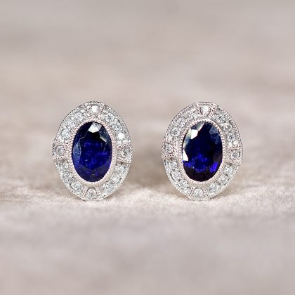 Deco Blue Sapphire Earrings